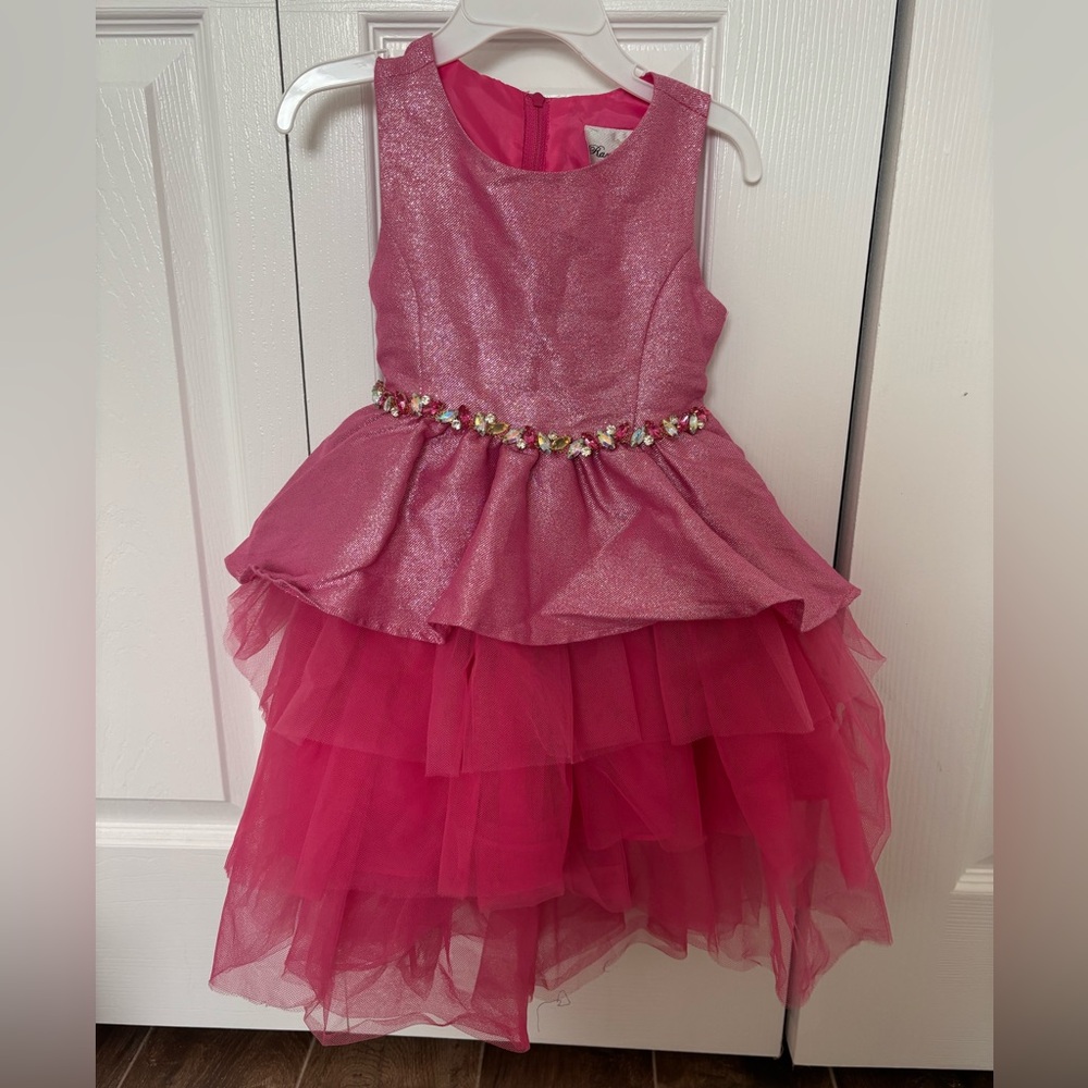 Rare Editions Shimmering Pink Tulle Dress